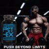 OPTIMISED-RESEARCH-LABS-CLOMEDEX-TOPLESS-BODYBUILDER-HOLDING-DUMBELLS-PUSH-BEYOND-LIMITS-IN TEXT
