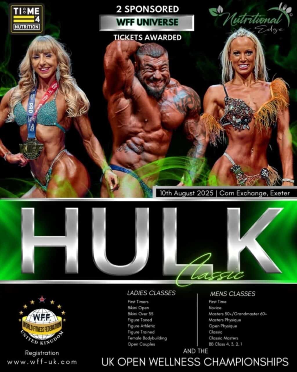 test Time 4 Nutrition Are Proud to Sponsor the Hulk Classic Bodybuilding show 10th August 2025