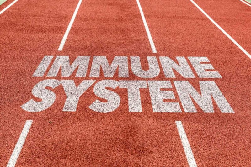 Immune system written on an athletics track