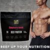 The 'raspberry burst' flavoured beef protein isolate powder.